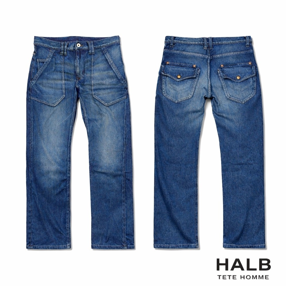 HALB Tete Homme‎ Japanese Denim Jeans Mens 31 Blue Carpenter Utility Pants Y2K
